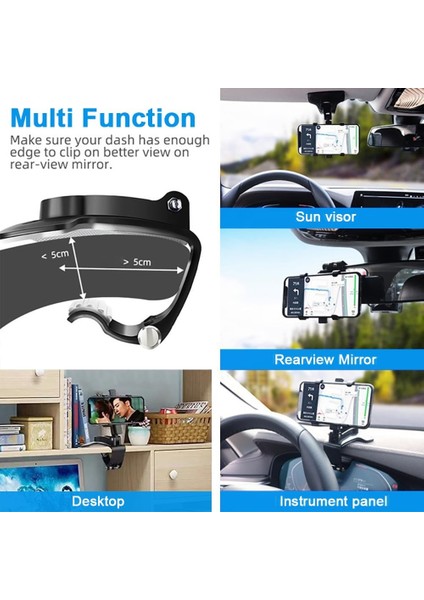 Araç Telefonu Tutucu Montajı, 360 Derece Dönüş, Gösterge Paneli ve Dikiz Aynası, Iphone, Samsung, Huawei, Nokia, Lg, 4-7 Inç Akıllı Telefonlarla Uyumlu (Yurt Dışından) fırsatları