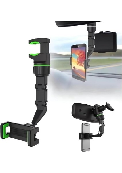 2024 Yeni Çok Fonksiyonlu Dikiz Aynası Telefon Tutucu, Cep Telefonu ve Gps Için 360° Dönebilen Araç Telefonu Tutucu, Tüm Cep Telefonları Için Geri Çekilebilir ve Ayarlanabilir Evre (Yurt Dışından)