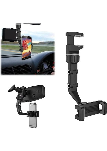 Araba Dikiz Aynası Cep Telefonu Tutucu Evrensel 360 Derece Dönen Dikiz Aynası Montaj Telefonu ve Gps Tutucu. (Gri) (Yurt Dışından) fiyatları