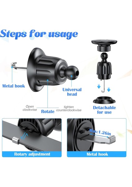 Araba Için Manyetik Telefon Tutucu, Evrensel Havalandırmalı Cep Telefonu Tutucu Bağlantısı, 360 Ayarlanabilir Manyetik Telefon Bağlantısı, Araba Aksesuarları Eller Serbest Havaland (Yurt Dışından) modelleri