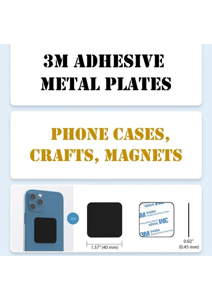 Manyetik Montaj Için Telefon Metal Çıkartmaları - Cep Telefonu Kılıfının Içinde 16 Araba Mıknatıslı Kare Metal Plakadan Oluşan Yedek Set. El Sanatları Dıy Için 3m Yapışkan Destekli (Yurt Dışından) modelleri