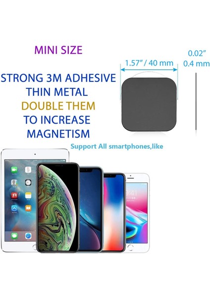 Manyetik Montaj Için Telefon Metal Çıkartmaları - Cep Telefonu Kılıfının Içinde 16 Araba Mıknatıslı Kare Metal Plakadan Oluşan Yedek Set. El Sanatları Dıy Için 3m Yapışkan Destekli (Yurt Dışından) fırsatları