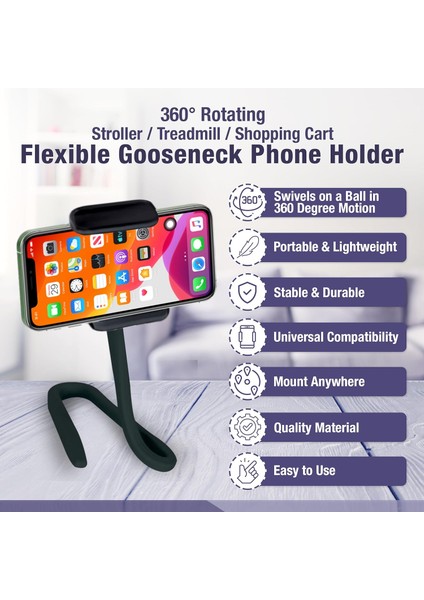 Araba, Bebek Arabası, Koşu Bandı, Alışveriş Sepeti, Bisiklet, Tekne, Golf Arabası Için Esnek ve Ayarlanabilir Deve Boynu Telefon Tutucu - Masa Için iPhone Tutucu, Yatak - Cep Telef (Yurt Dışından) modelleri