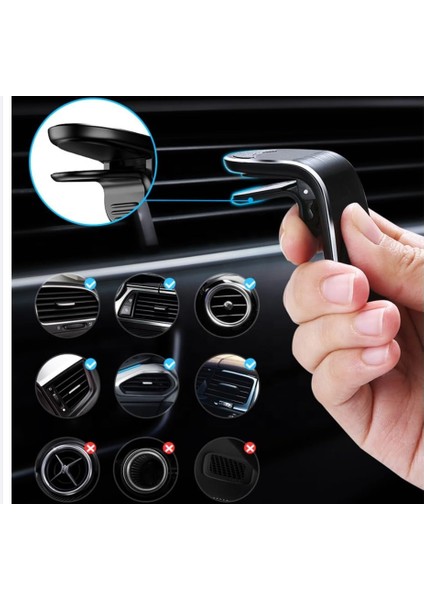 [2 Parça] Nutech Manyetik Havalandırmalı Mini Araç Montajlı Telefon Tutucu, Iphone, Android, Samsung Için Magsafe ile Uyumlu Metal Plakalı - Siyah + Siyah (Yurt Dışından) modelleri