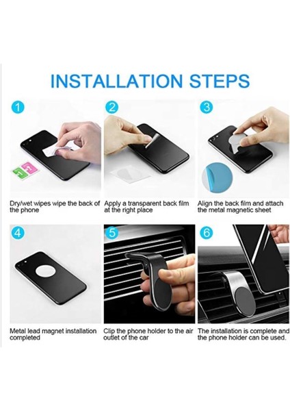 [2 Parça] Nutech Manyetik Havalandırmalı Mini Araç Montajlı Telefon Tutucu, Iphone, Android, Samsung Için Magsafe ile Uyumlu Metal Plakalı - Siyah + Siyah (Yurt Dışından) fırsatları