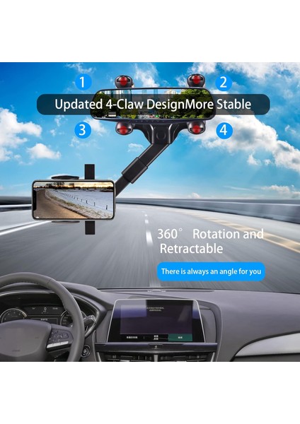Güncellenmiş Dikiz Aynası Telefon Tutucu Dönebilen ve Geri Çekilebilir Araç Telefonu Tutucu Tüm Cep Telefonları ve Tüm Arabalar Için Evrensel 360 Derece Dönebilen Araç Telefonu Tut (Yurt Dışından) modelleri