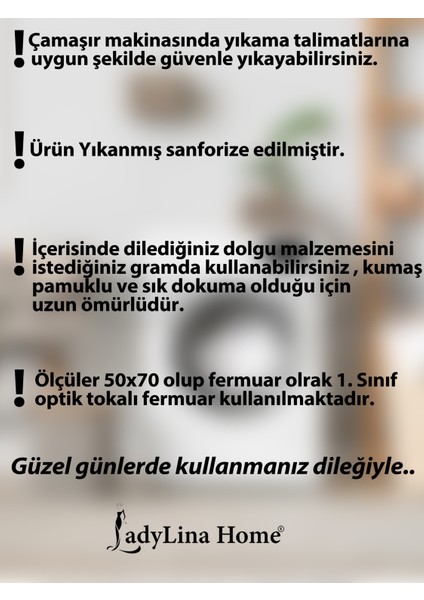 5'li Beyaz Yastık Iç Astarı, 50X70 Yastık Mitili, Pamuklu Yastık Şiltesi, Fermuarlı Yastık Kılıfı