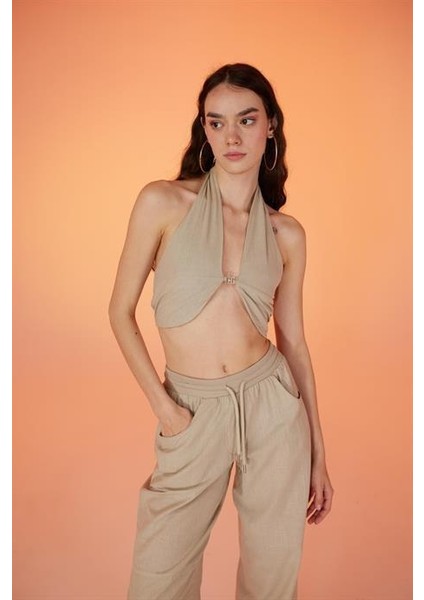 Rise Aksesuarlı Bluz Bej