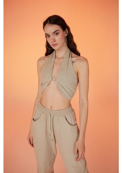 Rise Aksesuarlı Bluz Bej fiyatları