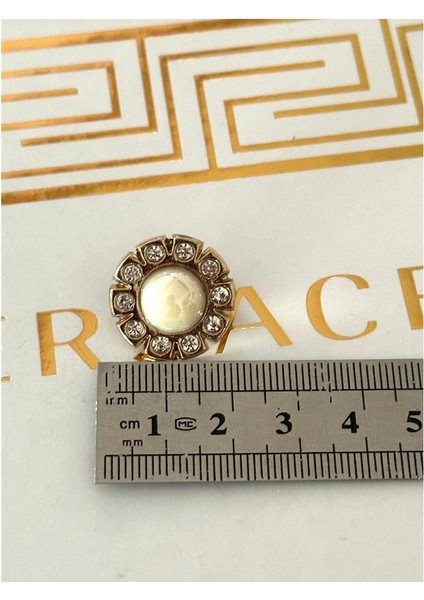 Yuvarlak Ortası Büyük Incili Kristal Taş Detaylı Metal 3lu Set (2cm) modelleri