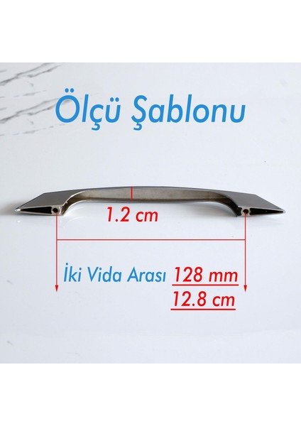Kılıç 128 mm Krom Renk Mobilya Mutfak Dolabı Çekmece Dolap Kapak Kulpu Kulbu Metal Kulp 128 mm
