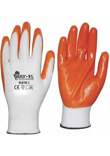 Bayel EL003 Beyaz-Turuncu Eldiven 1/2 10"