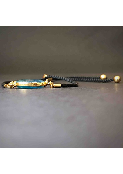 Mavi Akik Fasetli Ayarlanabilir Doğal Taş Bileklik fiyatları