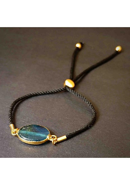 Mavi Akik Fasetli Ayarlanabilir Doğal Taş Bileklik fırsatları