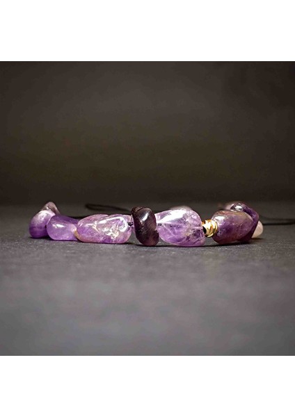 Ametist Doğal Taş Bileklik Makrome Örgü fiyatları