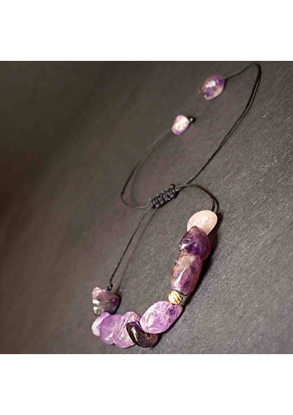 Ametist Doğal Taş Bileklik Makrome Örgü fırsatları