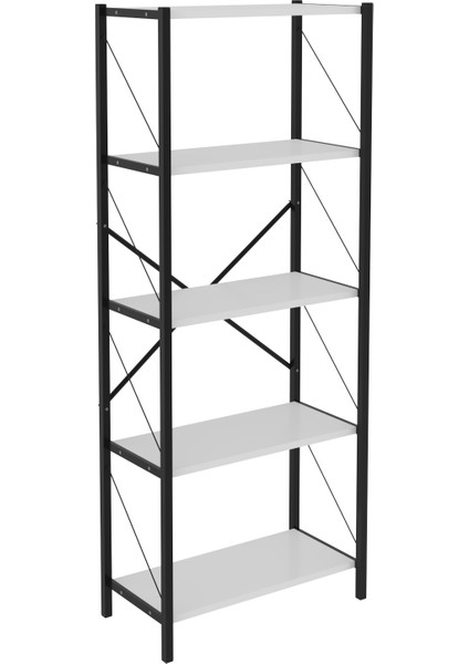 5 Raflı Dekoratif Kitaplık 180 cm Beyaz