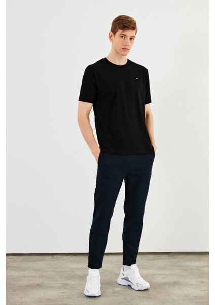 Erkek Bisiklet Yaka T-Shirt %100 Pamuk Nakış Detaylı Basic Siyah Tişört fiyatları