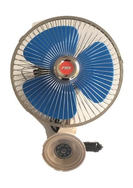 Oto Vantilatör Çap 18 cm Vantuzlu Döner Başlıklı 12V Araç Içi Fan