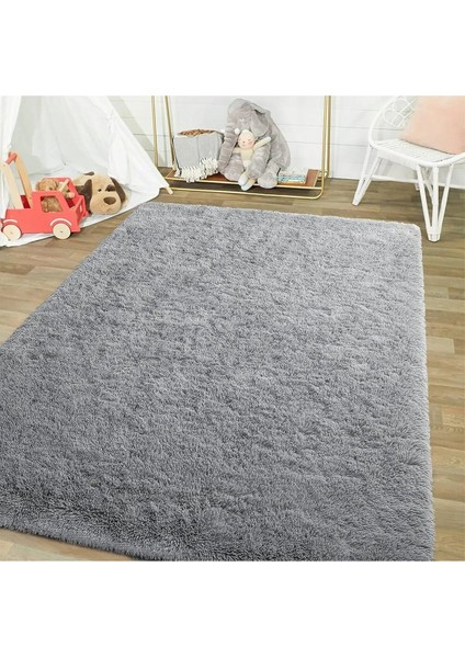 Gri Yıkanabilir Yolluk Kaymaz Taban Uzun Tüylü Yumuşak Halı Kaymaz Tüylenmez fırsatları