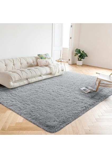 Gri Yıkanabilir Yolluk Kaymaz Taban Uzun Tüylü Yumuşak Halı Kaymaz Tüylenmez indirimleri
