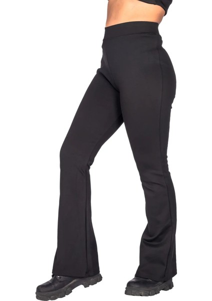 Kadın Yüksek Bel Ispanyol Paça Çelik Interlok Tayt Pantolon fırsatları