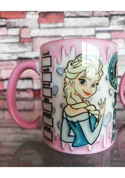 Mugs And Love Elsa 3D Baskı Büyük Boy Kupa