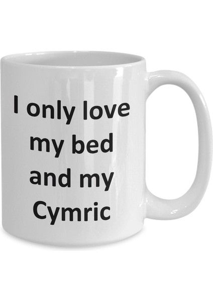 Komik Cymric Kupa - Love My Bed ve Cymric Cat Kahve Fincanı - Ingilizce Kahve Kupa
