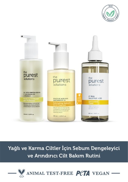 The Purest Solutions Yağlı ve Karma Ciltler Için Arındırıcı ve Sebum Dengeleyici Cilt Bakım Seti