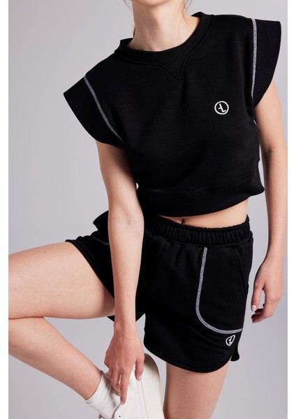 Crop Kesim Kontrast Dikişli rhode tshirt Siyah fiyatları