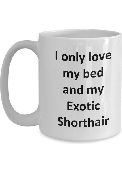 Komik Egzotik Shorthair Kupa - Love My Bed ve Egzotik Shorthair Kedi Kahve - Ingilizce Kahve Kupa