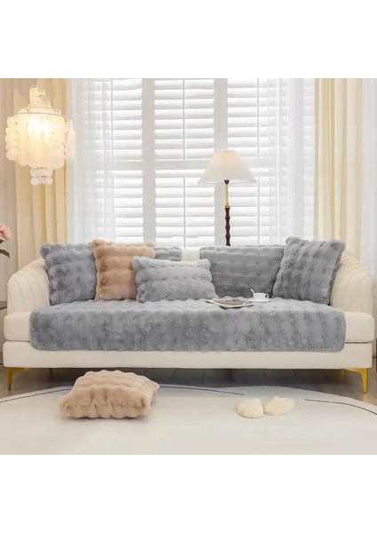Kalın Tavşan Peluş Üç Kişilik Koltuk Örtüsü ( 80*190CM ) Sadece Oturma Alanı Için fiyatları