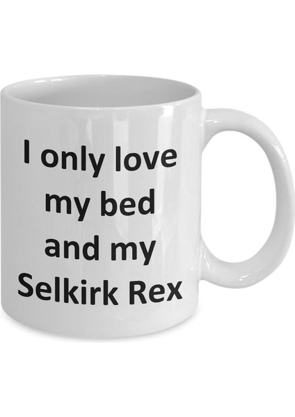 Komik Selkirk Rex Kupa - Yatağımı Seviyorum ve Selkirk Rex Kedi Kahve Fincanı - Ingilizce Kahve Kupa