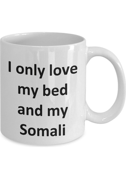 Komik Somali Kupa - Yatağımı Seviyorum ve Somali Kedi Kahve Fincanı - Ingilizce Kahve Kupa