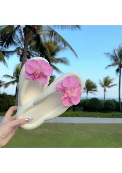 Ins Tarzı Phalaenopsis Çiçek Parmak Arası Terlik Yaz Gündelik Sandaletler Deniz Kenarı Seyahat Plaj Ayakkabıları Kadın Ayakkabıları (Yurt Dışından)