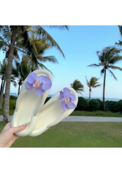 Ins Tarzı Phalaenopsis Çiçek Parmak Arası Terlik Yaz Gündelik Sandaletler Deniz Kenarı Seyahat Plaj Ayakkabıları Kadın Ayakkabıları (Yurt Dışından)