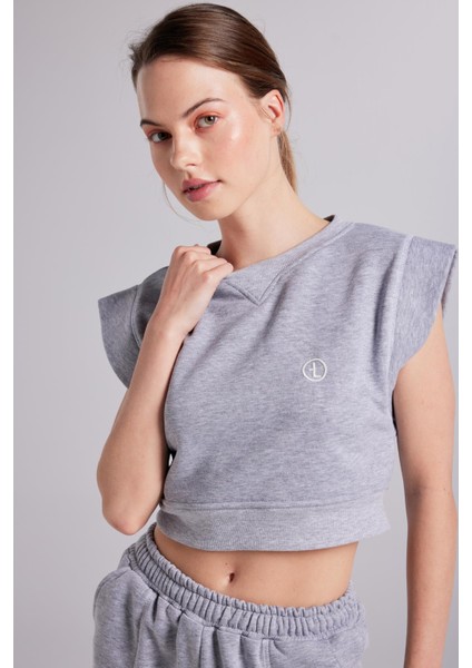 Crop Kesim Kontrast Dikişli rhode tshirt Gri fırsatları