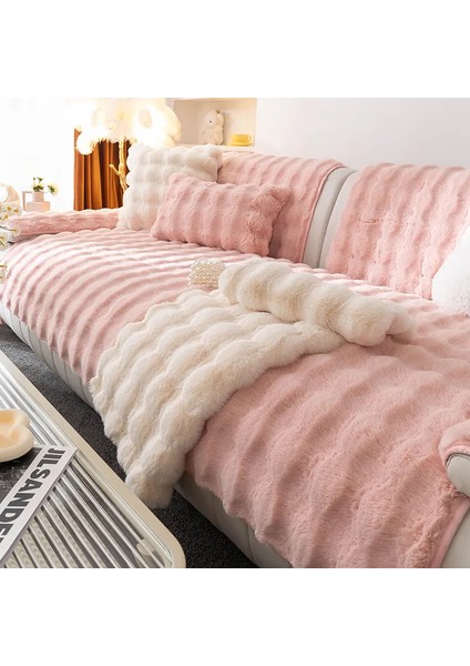 Kalın Tavşan Peluş Üç Kişilik Koltuk Örtüsü ( 80*190CM ) Sadece Oturma Alanı Için