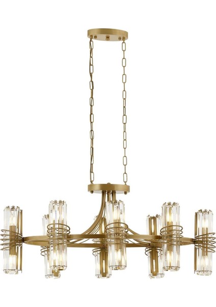 Parşömen Klasik Avize E14 96W 100x60cm Metal Eskitme Avonni-AV-1906-8E-YM