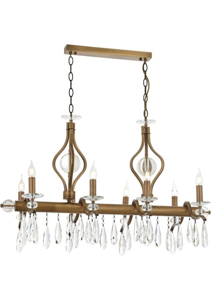 Avonnı Eskitme Boyalý Klasik Avize E14 Metal Cam 105X55CM