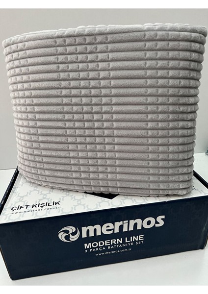 Modern Line 2 Parça Tek Kişilik Battaniye Seti Açık Gri Renk Tek Ebat Beden
