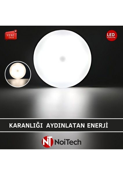 Hareket Sensörlü 8 Ledli Dahili Bataryalı LED Işık 6000K Beyaz