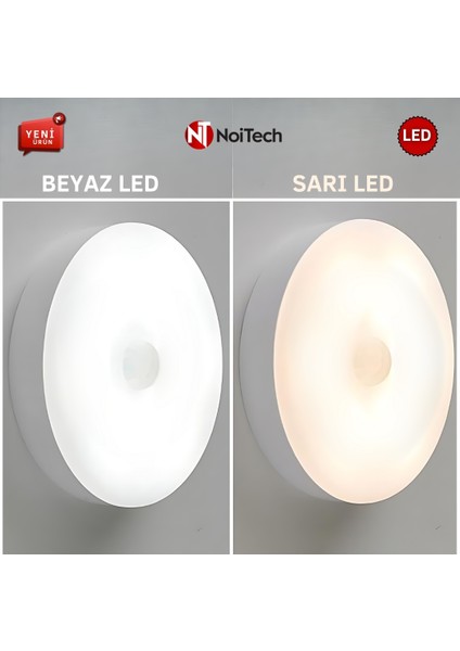 Hareket Sensörlü 8 Ledli Dahili Bataryalı LED Işık 6000K Beyaz