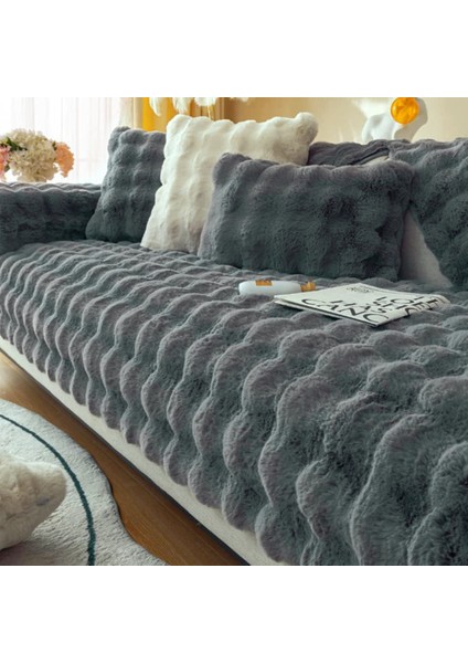 Kalın Tavşan Peluş Üç Kişilik Koltuk Örtüsü ( 80*190CM ) Sadece Oturma Alanı Için