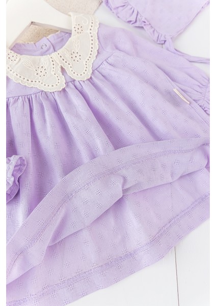 Güpür Yakalı Uzun Kollu Şapkalı Kız Bebek Elbise indirimleri