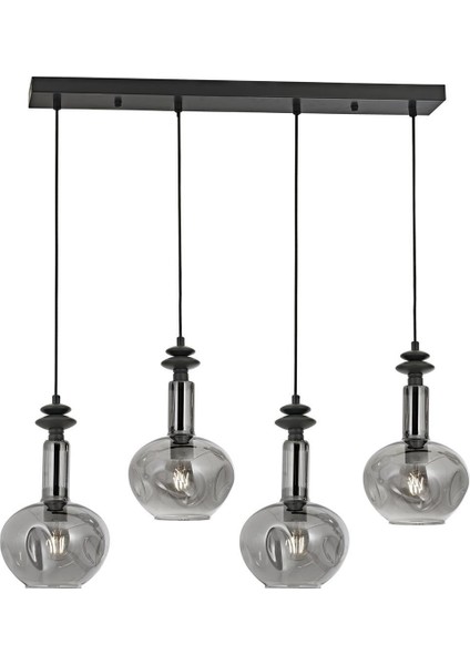 Bone Modern Avize E27 48W 80x12cm Metal Siyah Avonni-AV-1912-4Y-GR