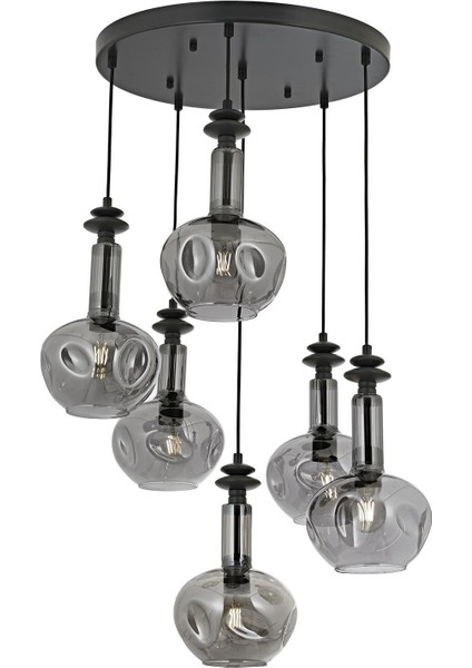 Bone Modern Avize E27 72W 50cm Metal Siyah Avonni-AV-1912-6T-GR