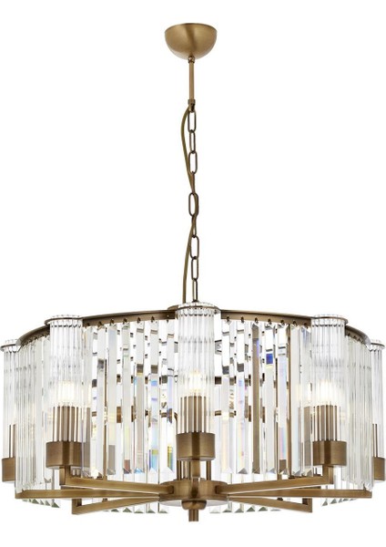 Avonnı Eskitme Kaplama Klasik Avize E14 Metal Kristal 70CM