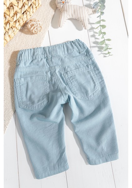 Düğmeli Beli Lastikli Erkek Bebek Keten Pantolon modelleri