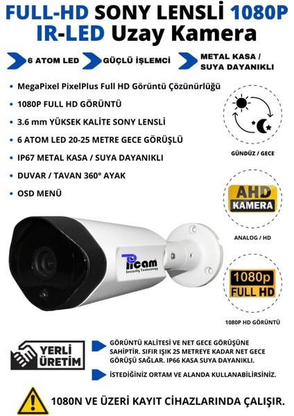 4 Kameralı Metal Uzay Kasa Sony Lensli 1080P Full Hd Gece Görüşlü Kamera Seti 320GB Hard Disk -4u